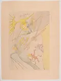L'Éléphant et le singe de Jupiter, planche de la série « Le Bestiaire de La Fontaine Dalinisé by Salvador Dalí, Eau-forte, pointe sèche et pochoir sur Japon, sold Dec 2025