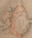 La conversation by Philippe Mercier, Pierre noire et sanguine, sold Dec 2025