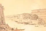 Pêcheurs et promeneurs sur les bords du Tibre, port de Ripa Grande by Victor-Jean Nicolle, Plume et encre grise, lavis gris et brun, aquarelle, sold Nov 2025