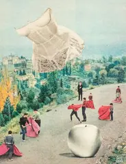 λ Corrida et guêpière by Georges Hugnet, 1961, Collage sur photo, sold Nov 2025