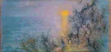 Lever de soleil sur la mer à travers les pins by Rectificatif Au Catalogue Lucien Levy-Dhurmer, Pastel sur papier, sold Nov 2025