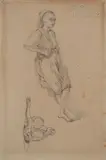 Jeune homme adossé et jeune homme musicien by Gustave Achille Guillaumet, Crayon sur papier marouflé sur carton, sold Apr 2026