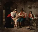 Une soirée de divertissement chez une famille de paysans romains by Francesco Giangiacomo, Toile Hauteur :, sold Apr 2026