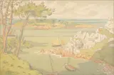 L’Île Planche de la série « Les Aspects de la Nature » by Henri Rivière, 1897, Lithographie en couleurs, légèrement jaunie, timbrée en bas à droite, sold Apr 2026