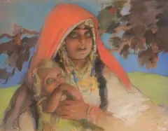 Vierge et l’enfant by Abel Pann, Pastel sur papier, sold Apr 2026