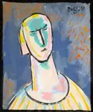 Sans titre - Portrait by Jean Dallaire, Gouache sur carton, sold Jun 2026