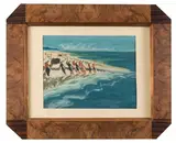 La remontée des filets au Cap Saint Jacques. Vers 1950 by Nguyen Anh, Gouache sur papier encadrée, sold Apr 2024