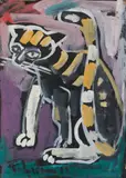 Université des Beaux-Arts de Hanoï, promotion 1977. Le chat tigré by Pham Luc, Gouache sur papier encadré, sold Apr 2024
