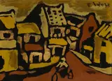 Université des Beaux-Arts de Hanoï, promotion 1977. Vieille rue d'Hanoï by Pham Luc, Panneau en bois laqué polychrome signé et daté, sold Apr 2024