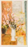 Bouquet de fleurs de cerisiers dans un vase et maternité. Réunion de deux lithographies en couleurs sur papier, la maternité by Le Pho, Lithographie en couleurs signée Hoi en bas à droite et inscrite dans la marge EA en bas à, sold Sep 2023
