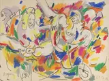 Femmes by Yann Dugain, 1981, Fusain et pastel sur toile, sold Jun 2023