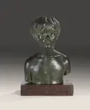 Portrait en buste d'un jeune vietnamien by Émile Boudon, Bronze à patine verte signé "Sculpté et fondu par Émile Boudon, sold Mar 2023