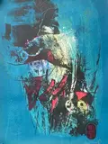 Abstraction by Dang Lebadang, Lithographie en couleur signée en bas à droite, sold Dec 2022