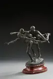 Au but by Alfred Boucher, Épreuve en bronze à patine foncée, sold Dec 2025