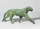 Panthère marchante by Michel Decoux, Bronze patiné vert antique Signé sur la patte postérieure gauche Manque le socle, sold Jun 2026