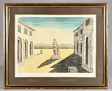 Place d’Italie et éphèbe by Giorgio de Chirico, Lithographie en couleurs signée en bas à droite, sold Jun 2026