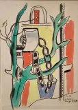 Le Puits by Fernand Léger, 1950, Aquarelle et encre sur papier, sold Dec 2023