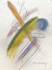 Composition by Joan Mitchell, Pastel en couleurs sur papier signé en bas à droite, dédicacé "Pour mon ami Roger, Bord de, sold Dec 2023