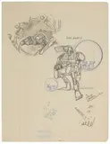 Sans titre by Vaughn Bode, Crayon et crayon de couleur sur papier, sold Nov 2023