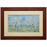 Paysage aux arbres fleuris by Anna De Weert, Pastel sur papier Signé en bas à droite Dimensions :, sold Oct 2023