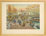Le port. 1906 by Henri Rivière, Lithographie en couleurs Épreuve issue de la série "Au Vent de Noroît", planche n°1, sold May 2023