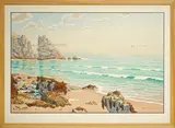 La plage by Henri Rivière, 1899, Lithographie en couleurs Épreuve issue de la série "Les Aspects de la Nature", planche n°1, sold May 2023