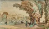 Vue du château de Saint-Cloud by Pierre Eugène Grandsire, Aquarelle gouachée, sold Dec 2024