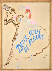 Deux sous de fleurs» by Vértes Marcell, 1933, Gouache sur papier bistre collé sur isorel (pliures, petite déchirure), sold Jun 2026