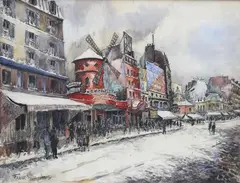 Le Moulin Rouge à Paris by Frank-Will, Aquarelle signée en bas à gauche, sold May 2020