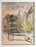 Vue de ville by Roland Dubuc, 1956, Aquarelle signée et datée en bas à gauche, sold May 2020