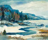 Fisherman's Home, North Shores, Lake Superior (#00266) by James William Shortt, 1967, oil on canvas board, sold Feb 2026