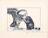 Eagle and Beaver (#00656) by Robert E. Binks, ink and gouache on paper, sold Feb 2026