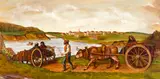 Untitled (Red River Carts) (#00494) by Kuba Bryzgalski, oil on canvas, sold Feb 2026