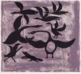 Geese Frightened by a Fox (0397) by Kenojuak Ashevak, stonecut on paper, sold Jan 2026