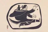 Woman Juggling (0376) by Soroseelutu Ashoona, stonecut on paper, sold Jan 2026