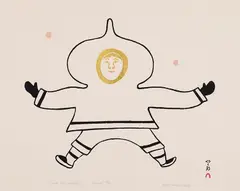 Eskimo Girl Juggling (00134) by Pauta Saila, stonecut on paper, sold Jan 2026