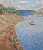 Tracking on the Athabasca by Walter J. Phillips, oil on canvas, sold Nov 2025