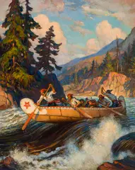 Chief Trader Archibald McDonald Descending the Fraser, 1828 by Adam Sherriff Scott, oil on canvas, sold Nov 2025