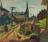 Quebec Village by Kathleen Frances Daly, 1935, oil on board, sold Nov 2025