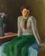La jupe verte by John Goodwin Lyman, oil on canvas, sold Nov 2025