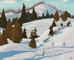 Spring, Morin Heights by Edwin Holgate, 1947, oil on board, sold Nov 2025