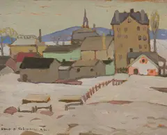 Village on Lower St. Lawrence by Albert H. Robinson, 1922, oil on board, sold Nov 2025