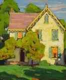 House Near Allandale, Ontario by Lawren Harris, oil on board, sold Nov 2025
