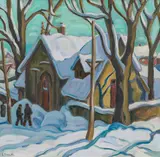 House in Winter by Ethel Seath, oil on canvas, sold Nov 2025