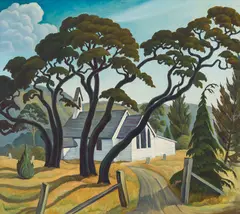 The White Church, Vancouver Island by W. P. Weston, oil on canvas, sold Nov 2025