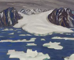 Glacier Off South Shore of Bylot by Frederick Grant Banting, 1927, oil on board, sold Nov 2025