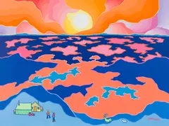 North of Yellowknife by Ted Harrison, 1990, acrylic on canvas, sold Nov 2025