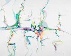 Good Wind by Alex Janvier, 1988, acrylic on canvas, sold Nov 2025
