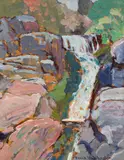 Algoma Waterfall by Frank Hans Johnston, 1918, oil on board, sold May 2025