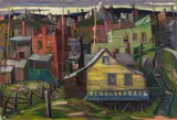 Miners’ Shacks, Cobalt / Mulleins (verso) by Yvonne McKague Housser, double-sided oil on canvas, sold May 2025